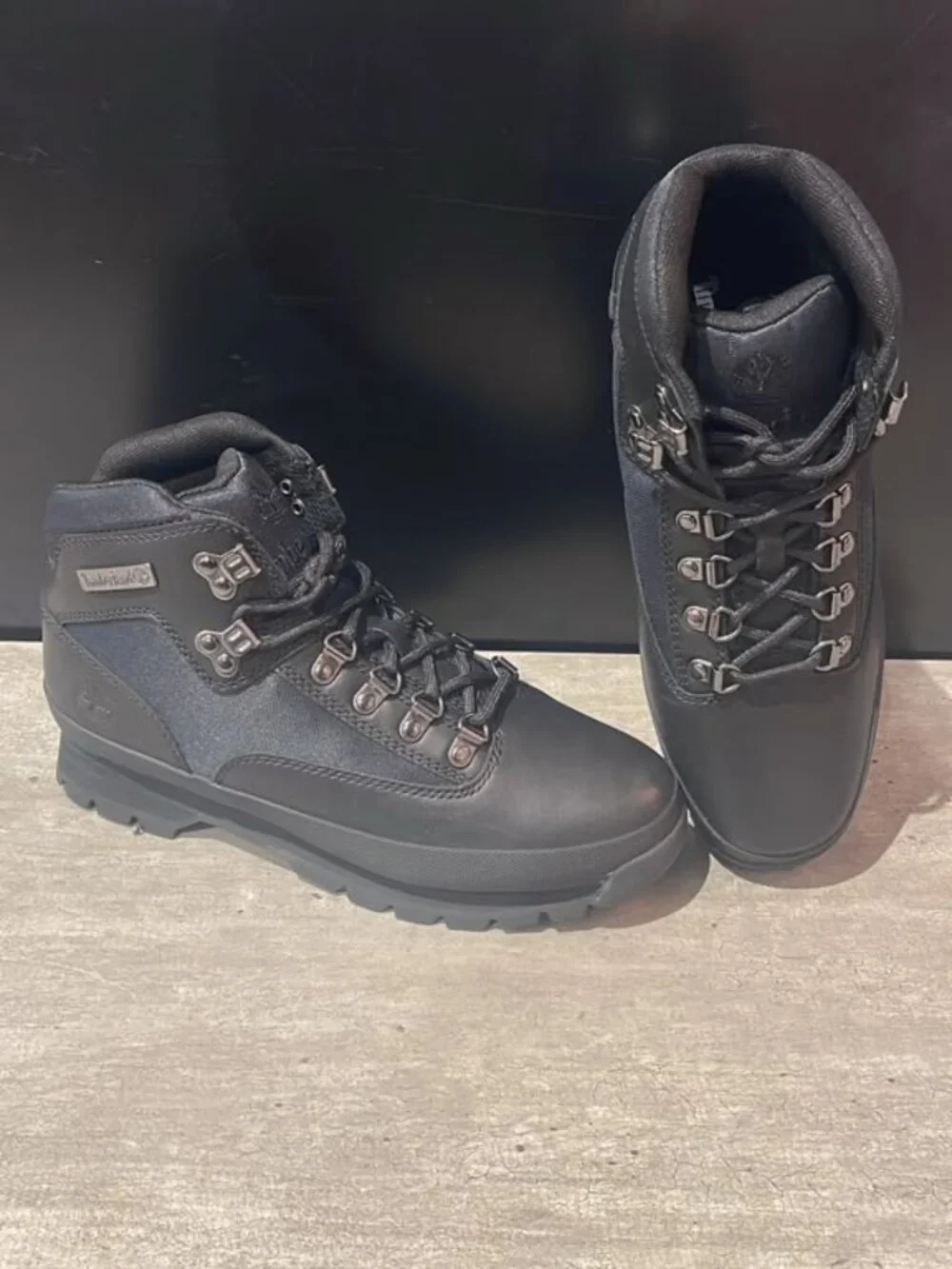 TIMBERLAND MEN'S EURO HIKER MID LACE BOOT BLACK FULL GRAIN A2PUS-W02 ALL SIZES